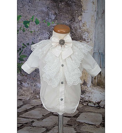 Costumase baieti- Costum botez baiat albastru de vara print JAMES [4]