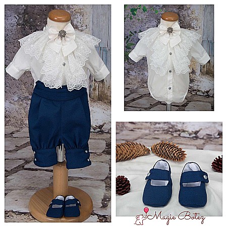 Costume Botez - Costumase baieti- Costum botez baiat albastru de vara print JAMES