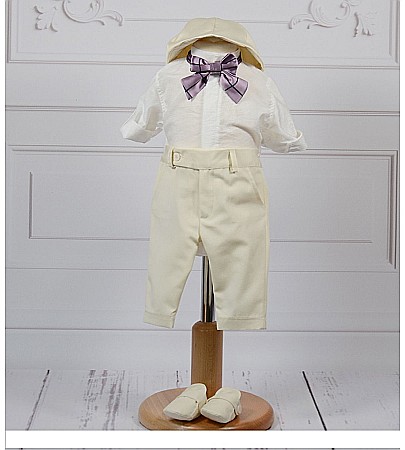 Costume botez baiat - Costum botez baiat vara bej deschis CALAIS, camasa body, 5 piese [3]