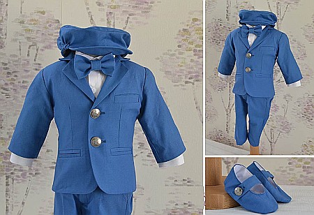 Costume Botez - Costume botez baieti de vara, in albastru CIEL, croiala moderna cu sacou cambrat