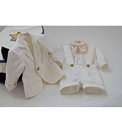 Costume Botez - Costume de botez alb de vara baiat White Boy