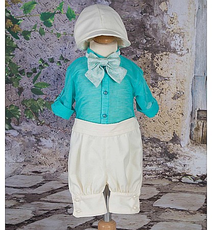 Costume de botez baiat French Riviera de vara turquoise, 5 piese [1]