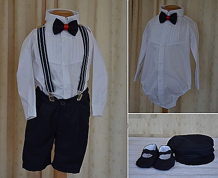 Costume de vara botez baiat TOMMY, camasa body, 6 piese [1]