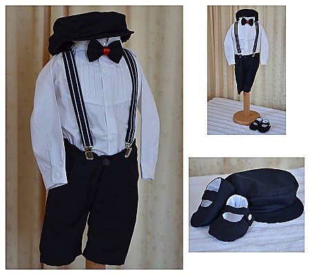 Costume Botez - Costume de vara botez baiat TOMMY, camasa body, 6 piese