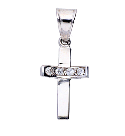 Cruce aur alb 14k bijuterii zirconia [0]