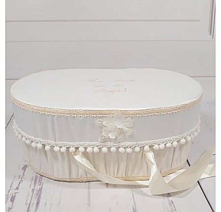 Cutii trusou botez - Cufar-cutie pentru trusou de botez bej fetite, PERLUTE