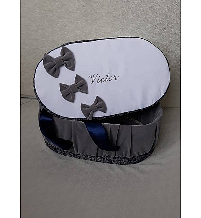 Cutii trusou botez - Cufar pentru trusou botez baiat GRAY