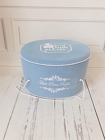 Cutie Ovala Trusou De Botez baieti din catifea bleu, Valois