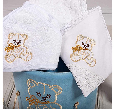 Cutie si trusou de botez albastru Biserica pentru baiat, Teddy Bear [2]