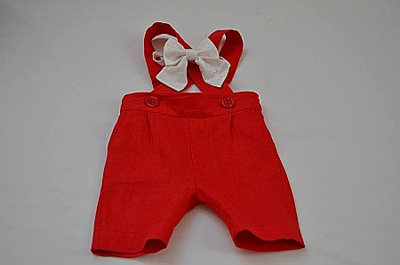 Haine de botez baieti- Costum de botez baiat pentru vara bumbac rosu 6 piese, Boy in Red [1]
