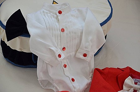 Haine de botez baieti- Costum de botez baiat pentru vara bumbac rosu 6 piese, Boy in Red [2]