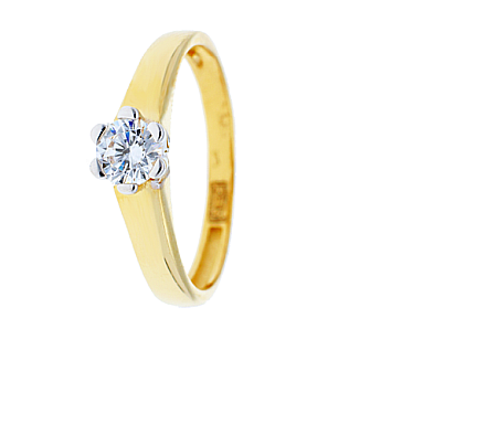 Inele din aur logodna - Inel aur 14K galben si alb zirconia R14
