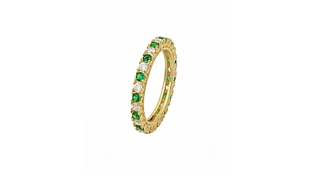 Inele din aur logodna - Inel aur galben 14K model ETERNITY SMARALD R12