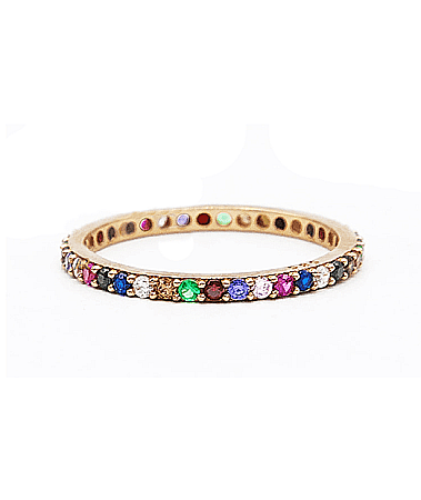 Inele din aur logodna - Inel aur galben 14k tennis cu pietre colorate masura 13