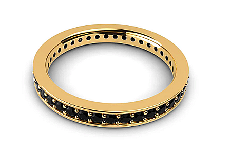 Inel de aur 14K Bijuterii dama tip verigheta tenis cu pietre negre R11 [1]