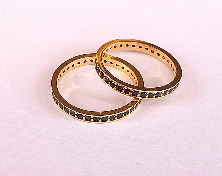 Inel de aur 14K Bijuterii dama tip verigheta tenis cu pietre negre, R12 [4]