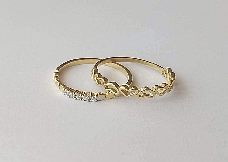 Inel de aur 14K verigheta inimioare dama masura 14 [2]