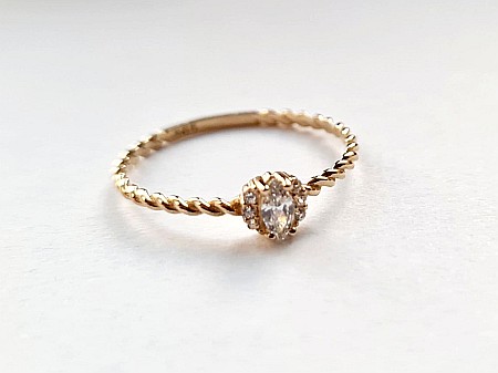Inele din aur logodna - Inel de aur galben 14K model Pietre albe R16