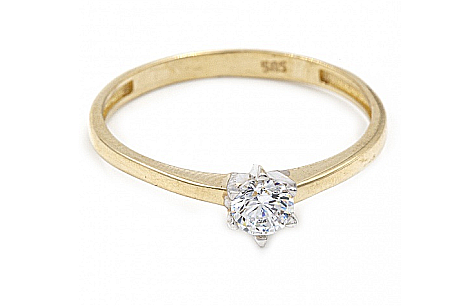 Inele din aur logodna - Inel de logodna aur galben 14K model SOLITAIRE R16