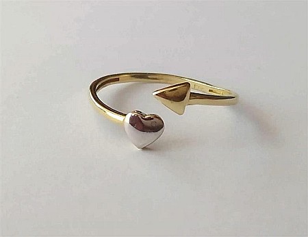 Inel din aur 14K ajustabil dama femei Inimioara masura 17 [0]