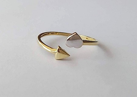 Inel din aur 14K ajustabil dama femei Inimioara masura 17 [1]