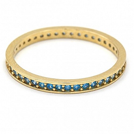 Inele din aur logodna - Inel din aur 14K dama tip tenis verigheta Aquamarine R10