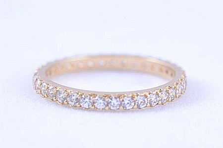 Inel din aur galben 14k tip verigheta cu pietre Zirconiu albe masura 11 [1]