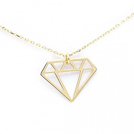 Lanturi din aur - Lant dama femei cu pandantiv Diamond de aur 14K