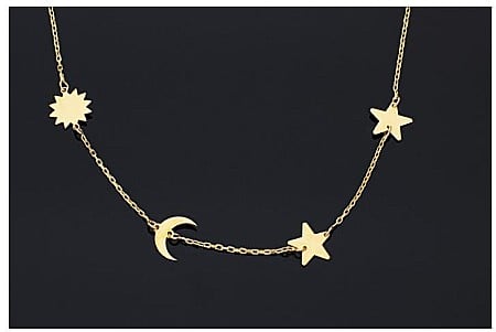 Lanturi din aur - Lant de aur 14K Dama Femei Pandantiv Soare, Luna, Stele