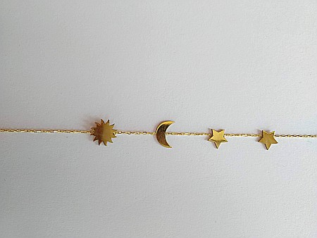 Lant de aur 14K Dama Femei Pandantiv Soare, Luna, Stele [2]