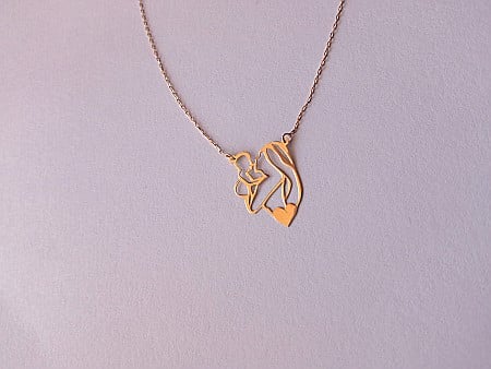 Lant din aur 14K dama femei pandantiv Mama si Copilul [0]