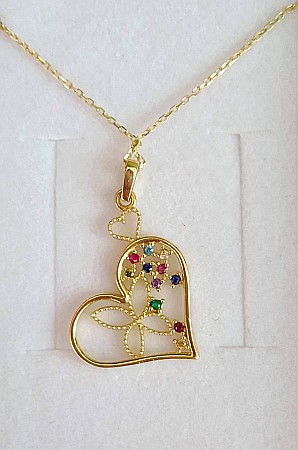 Lantisor dama femei cu pandantiv INIMIOARA din aur 14K [2]