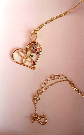 Lantisor dama femei cu pandantiv INIMIOARA din aur 14K [4]