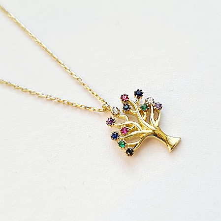 Lantisor dama femei cu pandantiv Pomul Vietii din aur 14K [0]