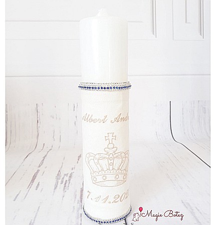 Lumanari de botez - Lumanare botez baieti alb-ivoire Crown