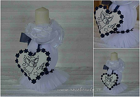 Lumanari de botez - Lumanare botez biserica baiat 35 cm, Angel Blue