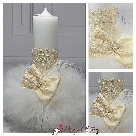 Lumanari de botez - Lumanare botez fetita alb-ivoire Innocence