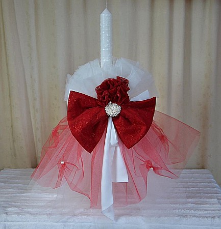 Lumanari de botez - Lumanare botez fetita rosie pentru biserica RED