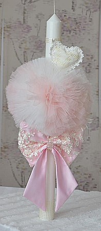 Lumanari de botez - Lumanare botez fetita roz Rose Globe