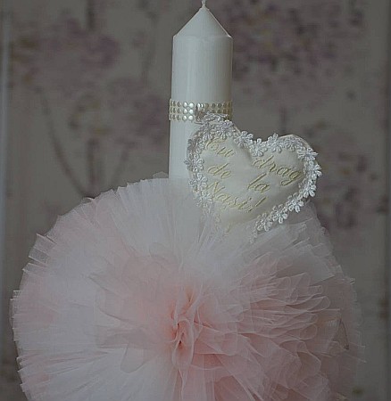 Lumanare botez fetita roz Rose Globe [2]