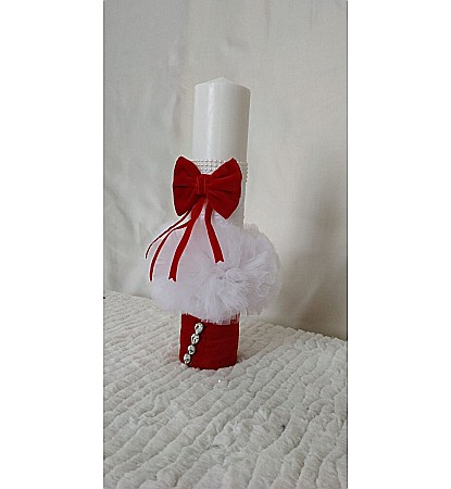 Lumanari de botez - Lumanare botez fetite biserica catifea rosie Happiness