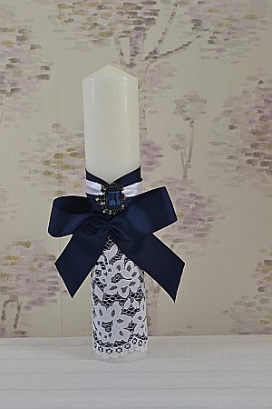 Lumanari de botez - Lumanari botez baiat Brosa bleumarin