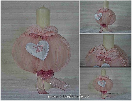 Lumanari de botez - Lumanari botez biserica fetita 35 cm roz Mini Roses