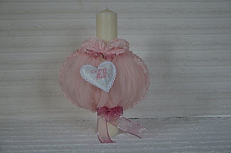 Lumanari botez biserica fetita 35 cm roz Mini Roses [1]