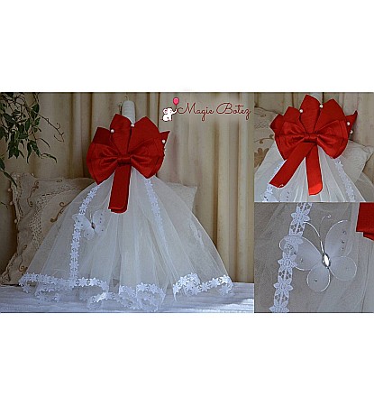 Lumanari de botez - Lumanari botez biserica fetita inspiratie florala alb-rosie, Lalea