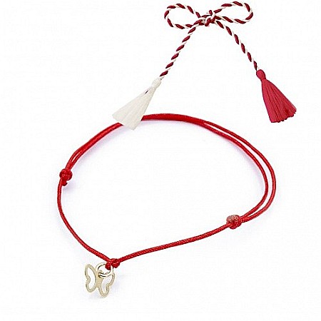 Martisoare aur si argint - Martisor din aur galben 14K Fluturas bratara reglabila