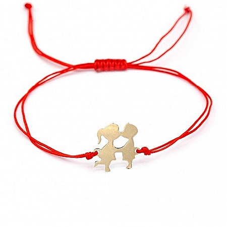 Martisoare aur si argint - Martisor din aur galben 14K Indragostiti bratara reglabila