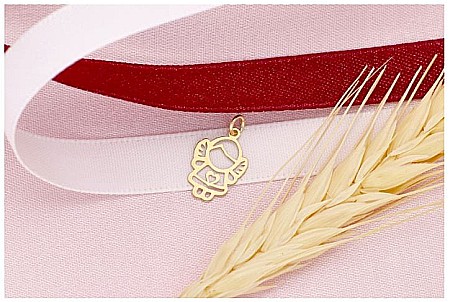 Martisor din aur galben 14K Ingeras cu snur rosu [1]
