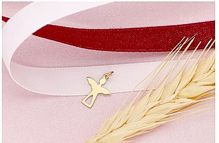Martisoare aur si argint - Martisor din aur galben 14K Ingeras cu snur rosu