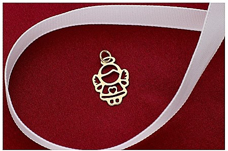 Martisoare aur si argint - Martisor din aur galben 14K Ingeras cu snur rosu